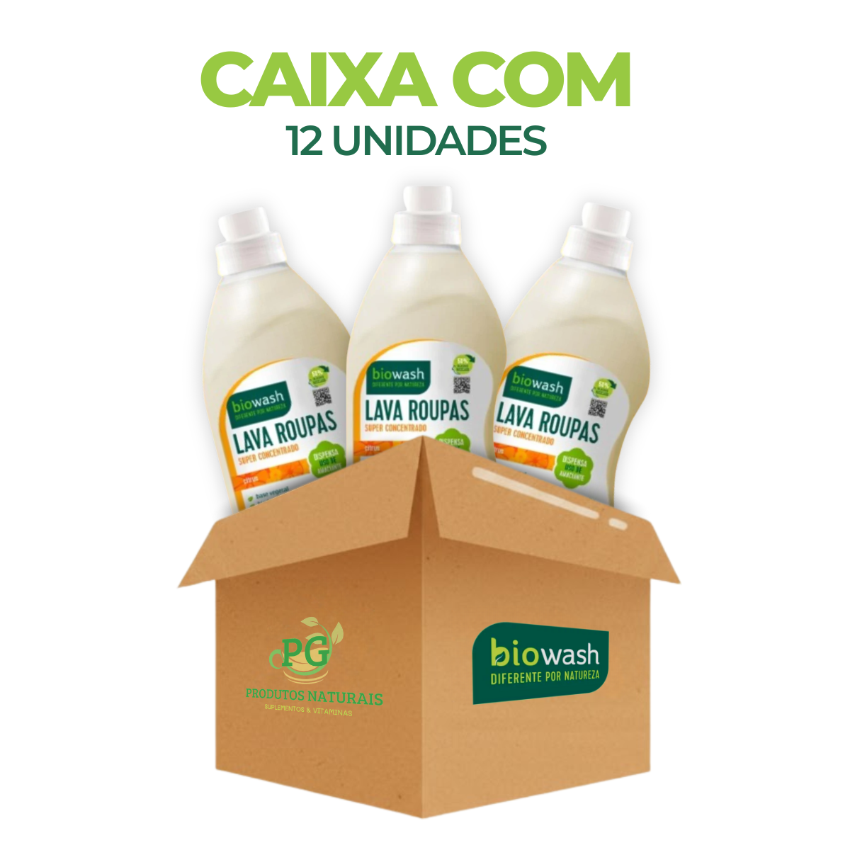Caixa C/ 12 Lava Roupas Citrus 1 Litro Biowash Vegano Biodegradável