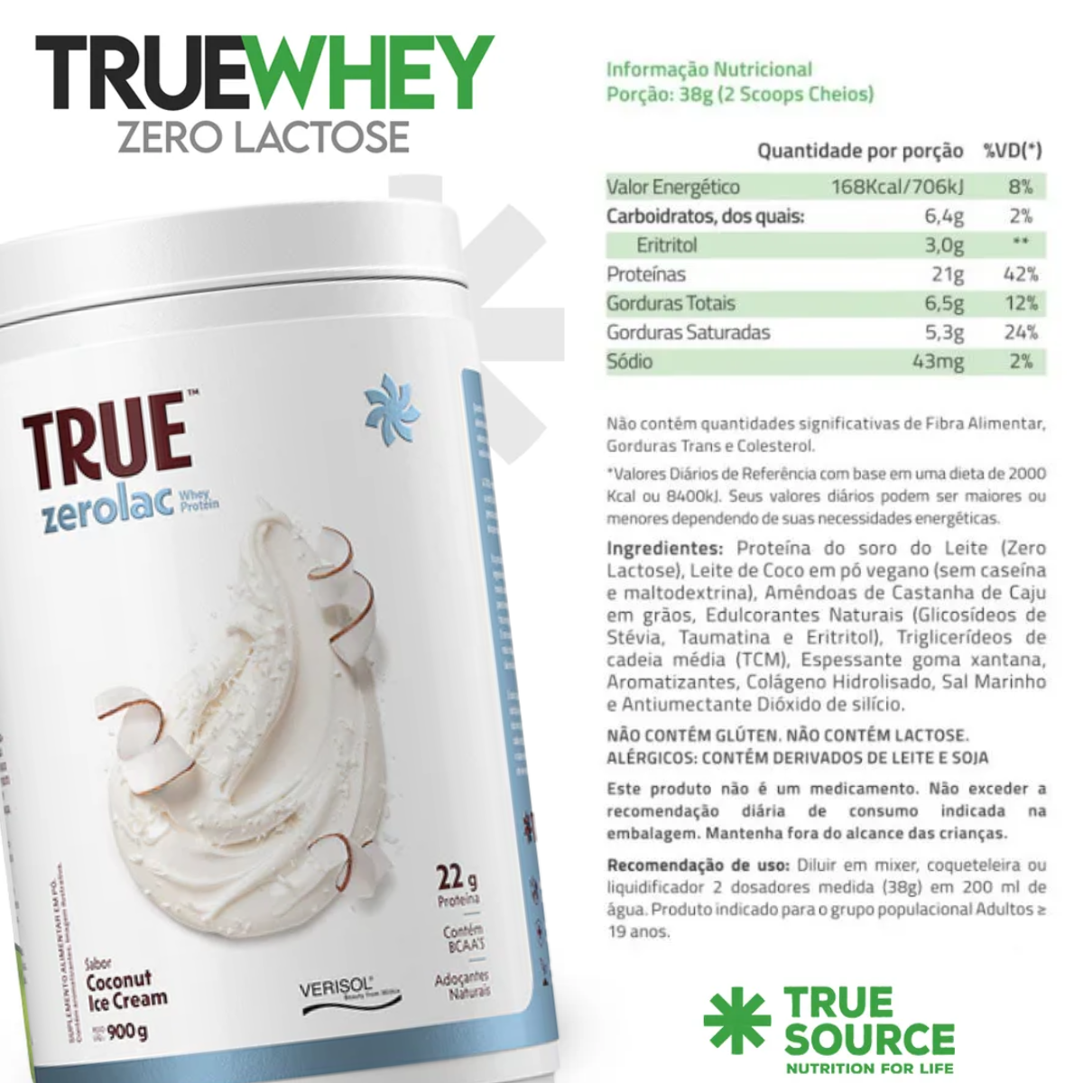 True Whey Zero Lactose Coconut Ice Cream | 900g
