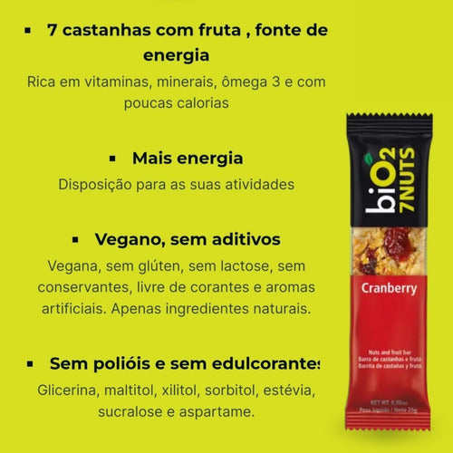 Barra De Castanhas E Cranberry BiO2 | Cx 12 barrinhas