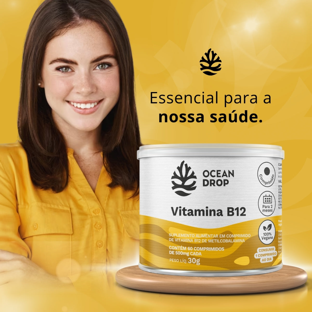 Vitamina B12 500mg Ocean Drop | 60 tablets