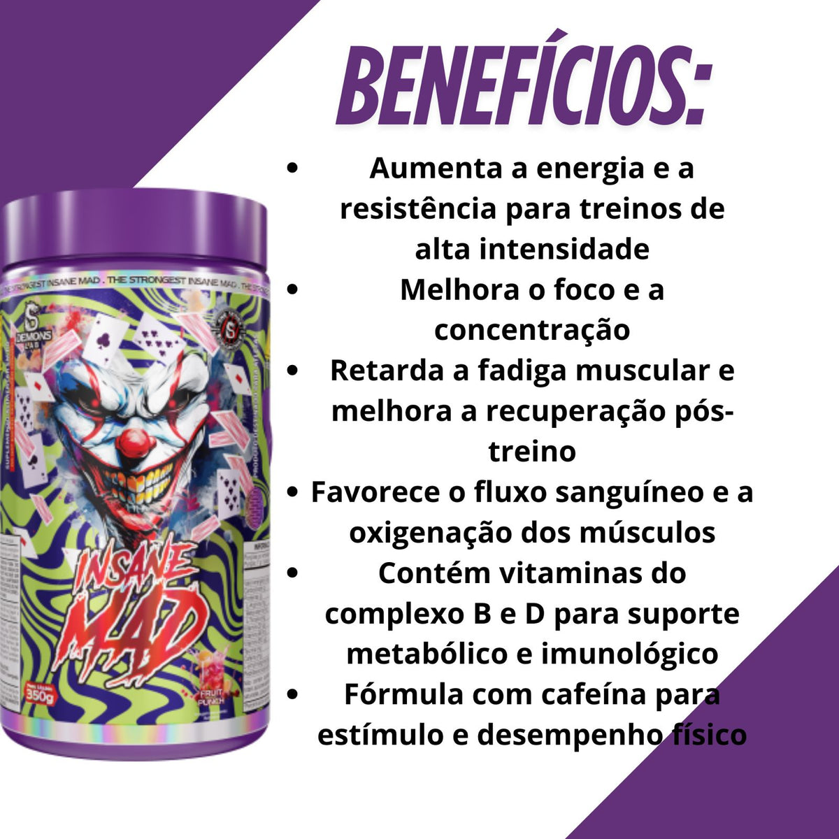 Pré Treino Insane Mad Novo Fruit Punch | Caixa 350g Demons Lab