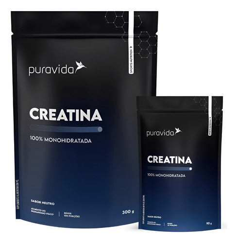 Kit Creatina 100% Monohidratada Puravida | 300g + 90g Sem Sabor
