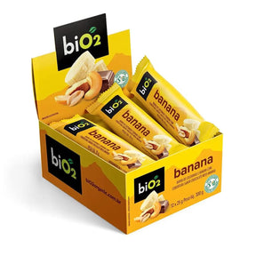Barra de Castanhas Banana com Chocolate Vegana BiO2 | Cx 12 barrinhas