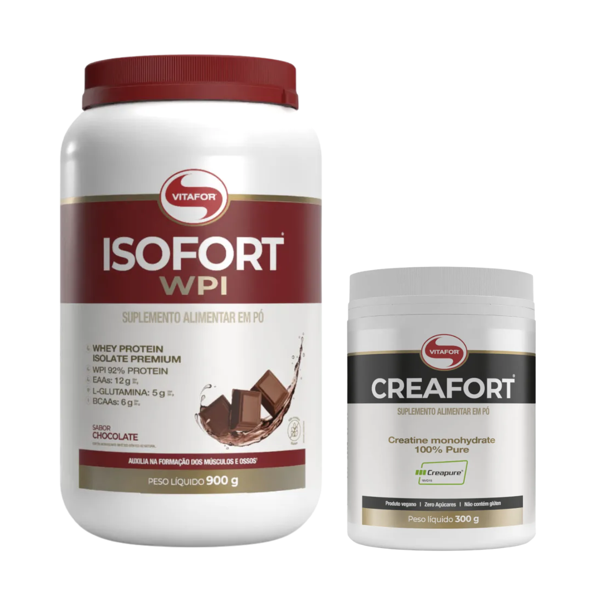 Isofort Whey Isolado (900g/1,8kg) + Creatina Creapure (300g) – Vitafor