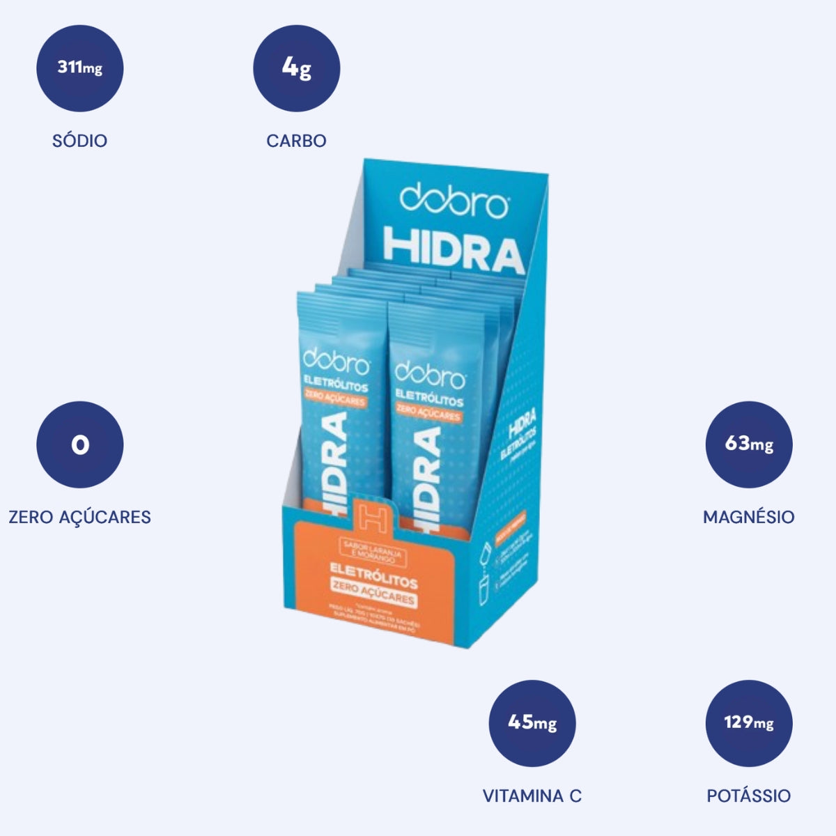 Hidra Eletrólitos Laranja e Morango DOBRO | 10x7g