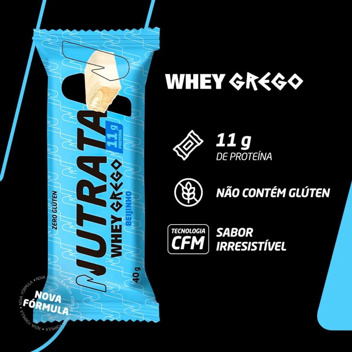 Barra de Proteína Whey Grego Beijinho Nutrata | 12x40g