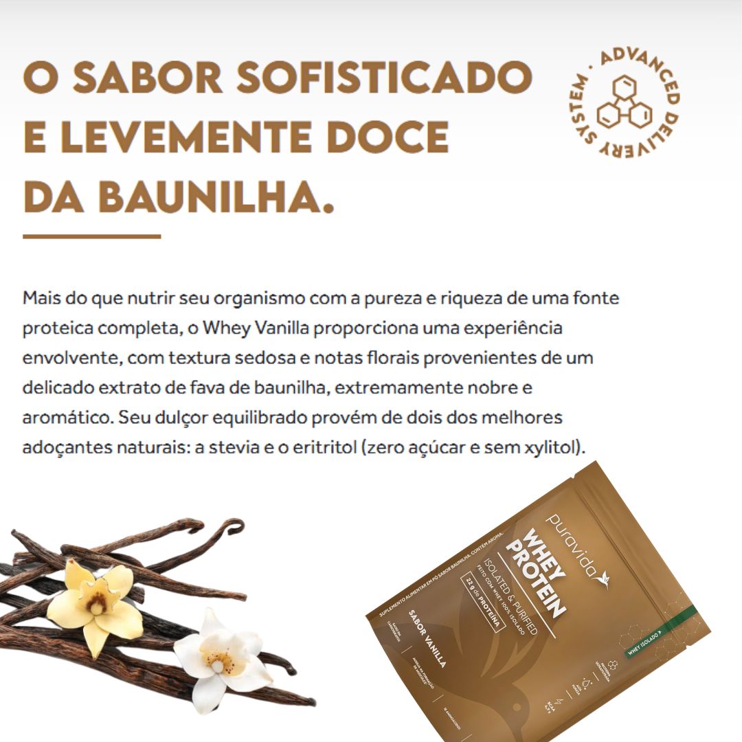 Whey Protein 100% Isolado Baunilha Puravida | 450g