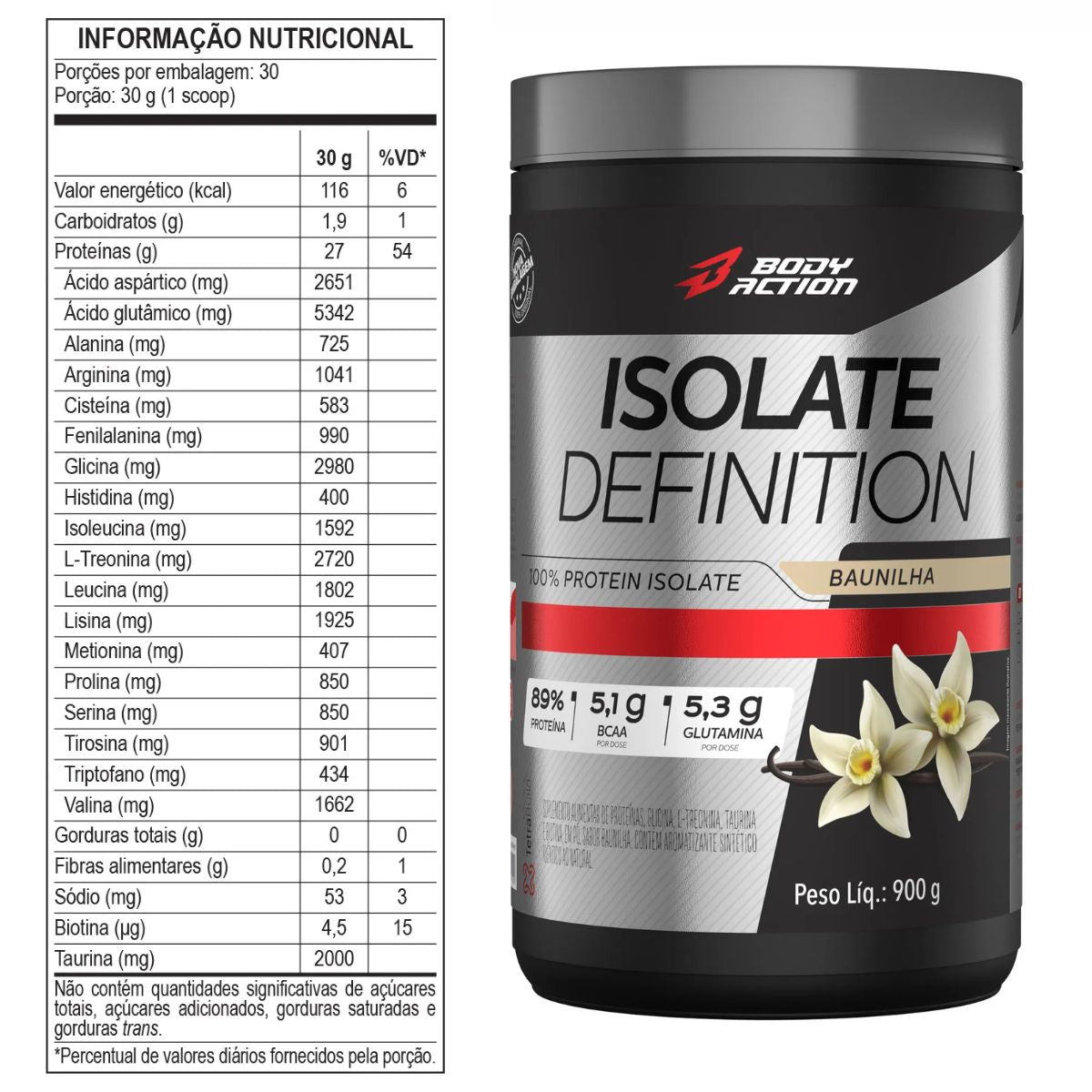 Isolate Definition Proteína Isolada Sabor Baunilha Bodyaction | 900g