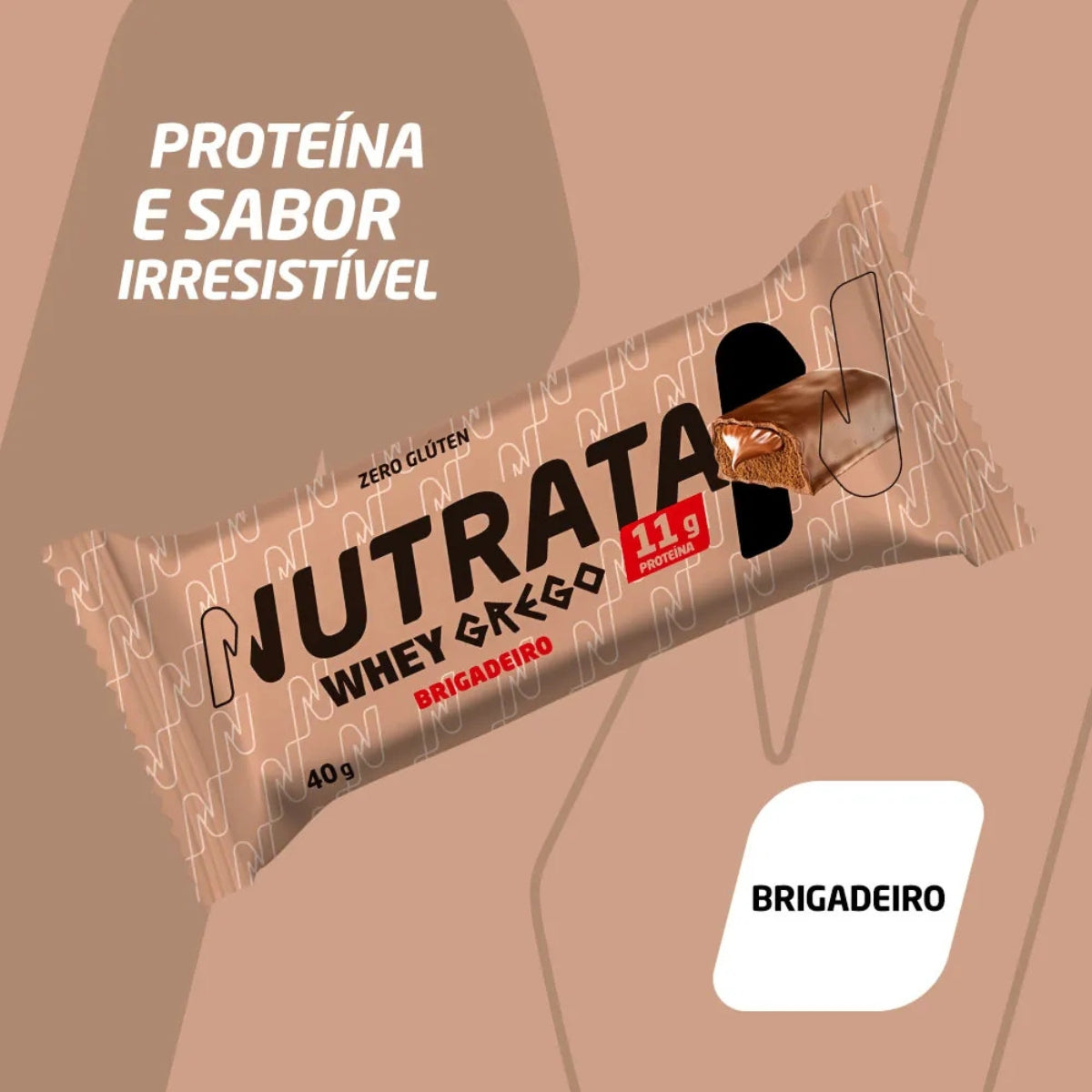 Barra de Proteína Whey Grego Brigadeiro Nutrata | 12x40g
