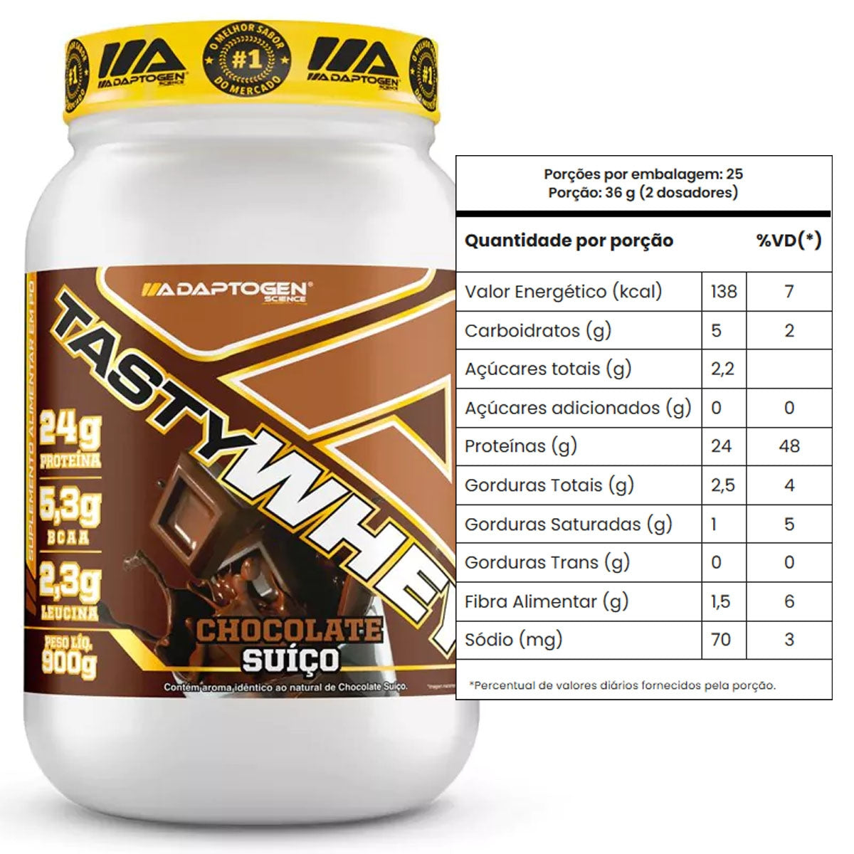 Tasty Whey 3W Adaptogen Sabor Chocolate Suiço | 900g