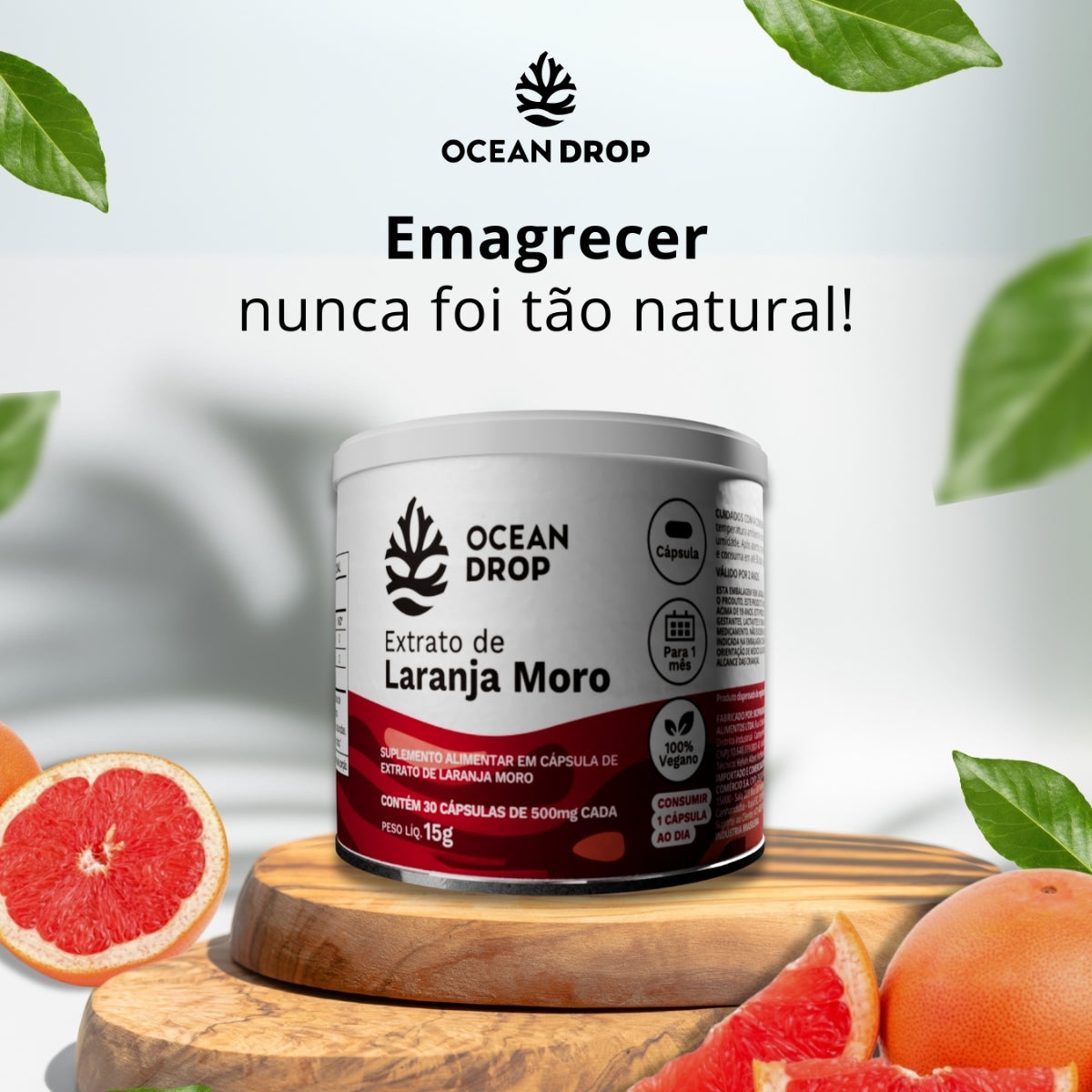 Extrato de Laranja Moro 500mg Ocean Drop | 30 cápsulas