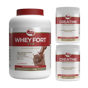 Whey Fort Chocolate (1,8kg) +2 Creatinas de (300g) – Vitafor