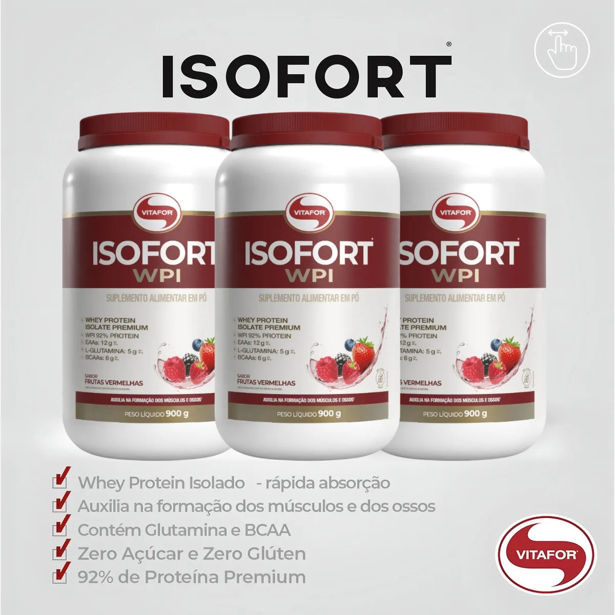 Isofort Sabor Frutas Vermelhas Vitafor | Pote 900g