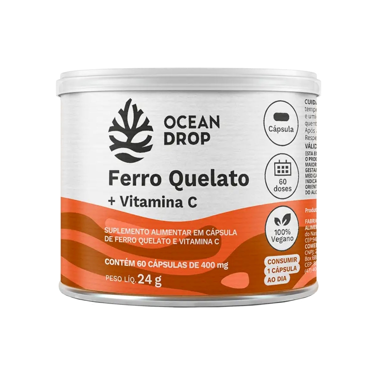 Ferro Quelato + Vitamina C Ocean Drop | 60 cápsulas