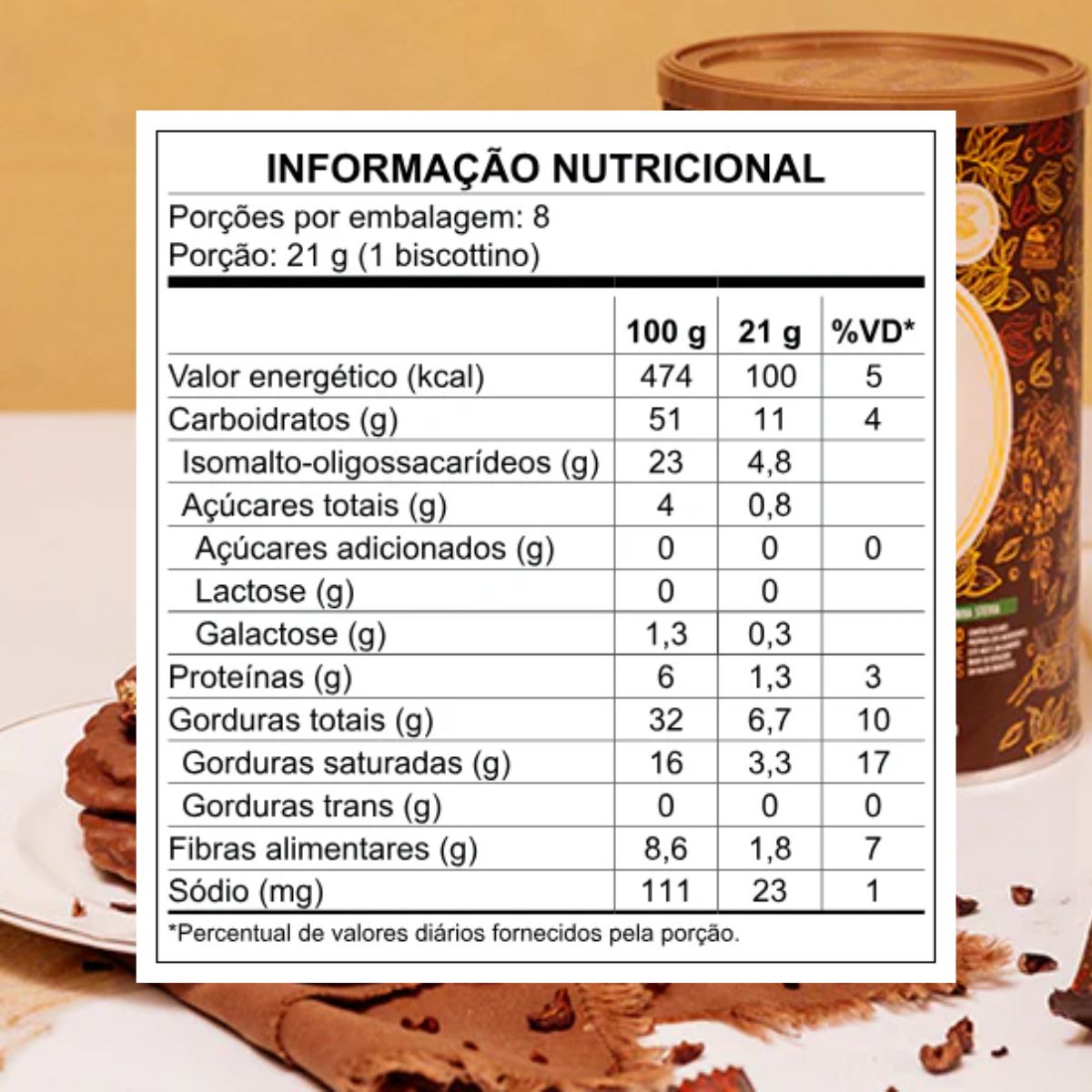 Biscottino Caramelo Salgado Chocolate 56% Cacau Haoma Linha Stevia | 168g