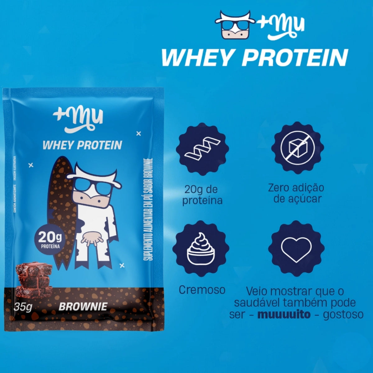Whey Concentrado Mais Mu Brownie | 15 sachês