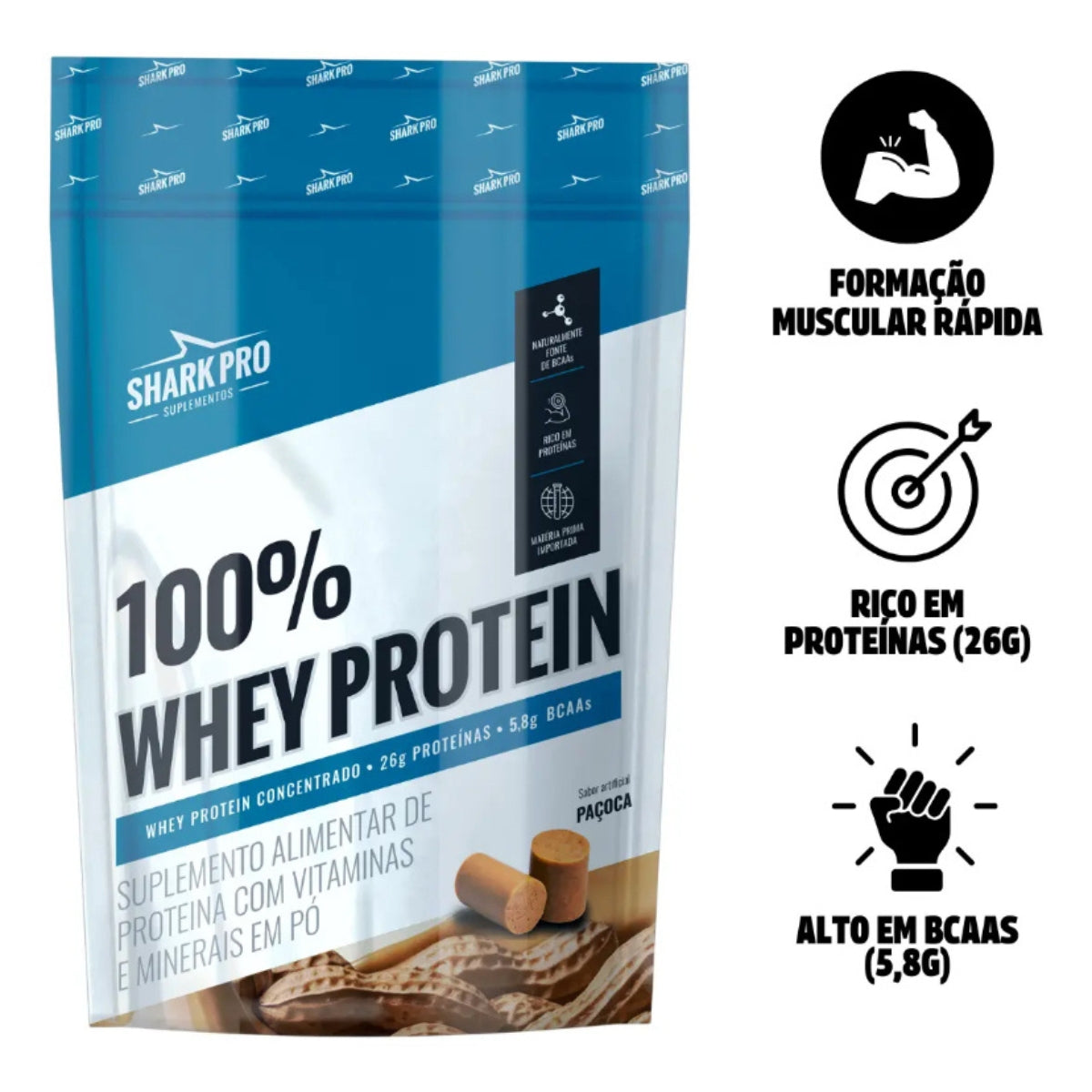100% Whey Protein Paçoca Shark Pro | Refil 900g