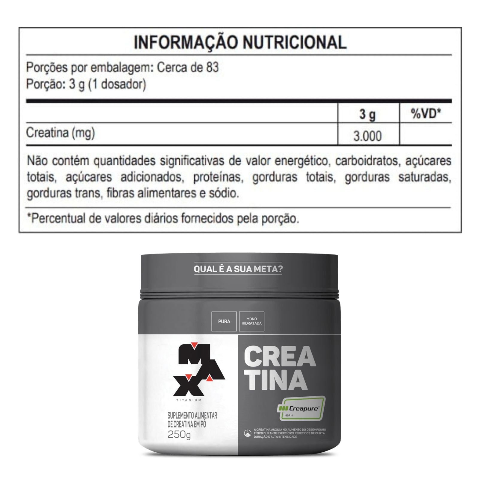 Kit Creatina Creapure 250g + Hórus Cotton Candy 300g Max Titanium