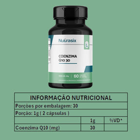 Coenzima Q10 30mg Coq-10 Ubiquinona Nutrasix | 60 cápsulas