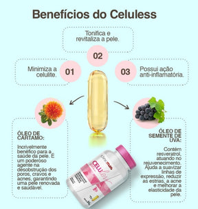 Kit | 3x Celuless Cártamo + Semente de Uva Clinicmais | 180 Caps