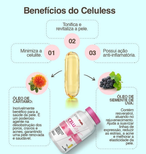 Kit | 3x Celuless Cártamo + Semente de Uva Clinicmais | 180 Caps