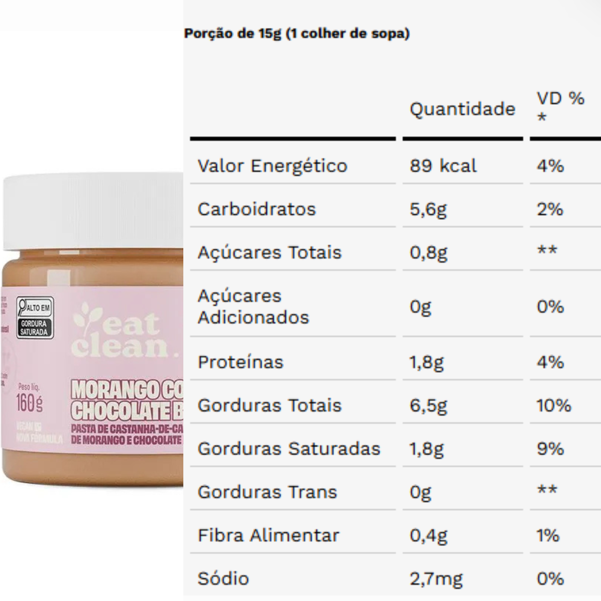 Pasta de Castanha de Caju Morango com Chocolate Branco Eat Clean | 160g