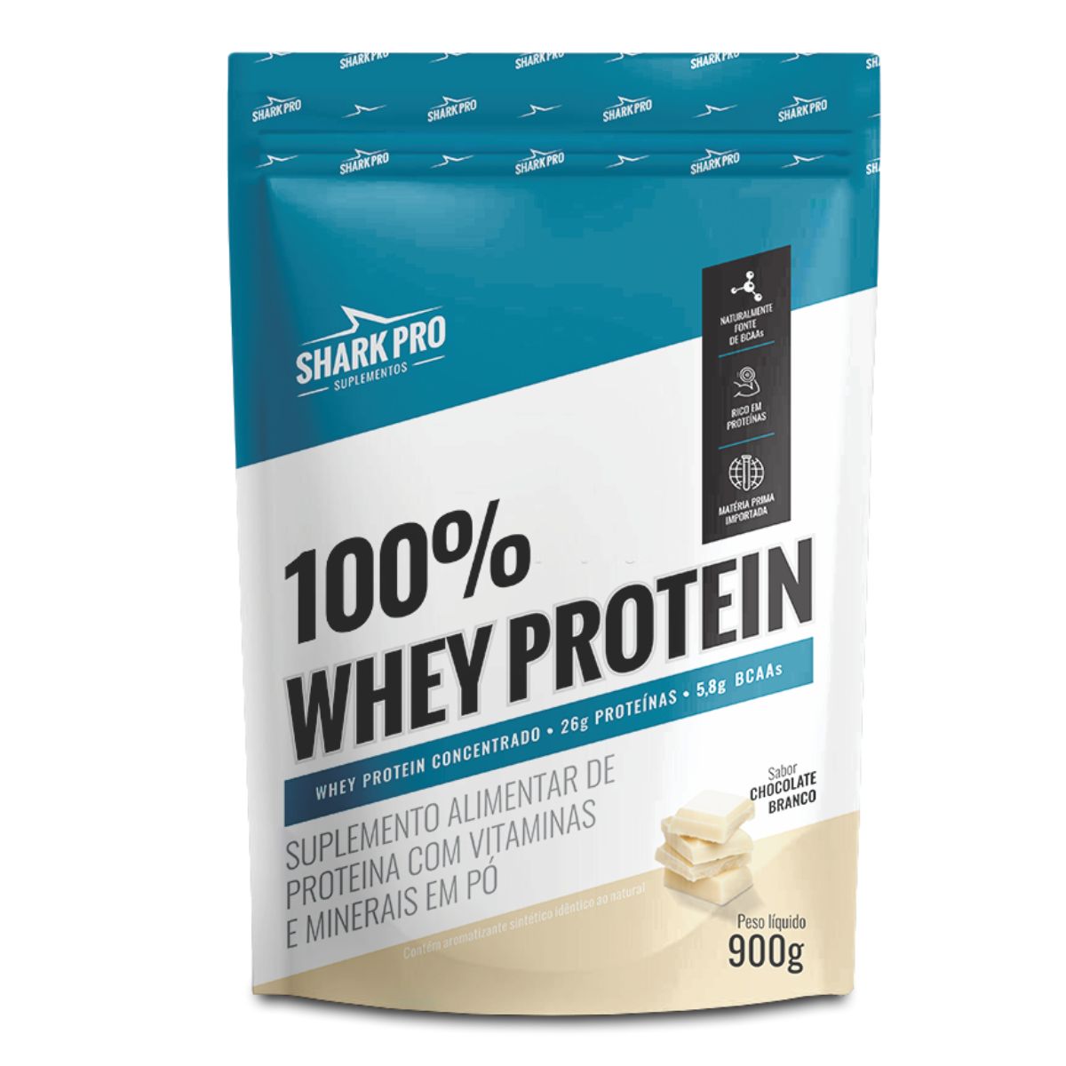 100% Whey Protein Chocolate Branco Shark Pro | Refil 900g