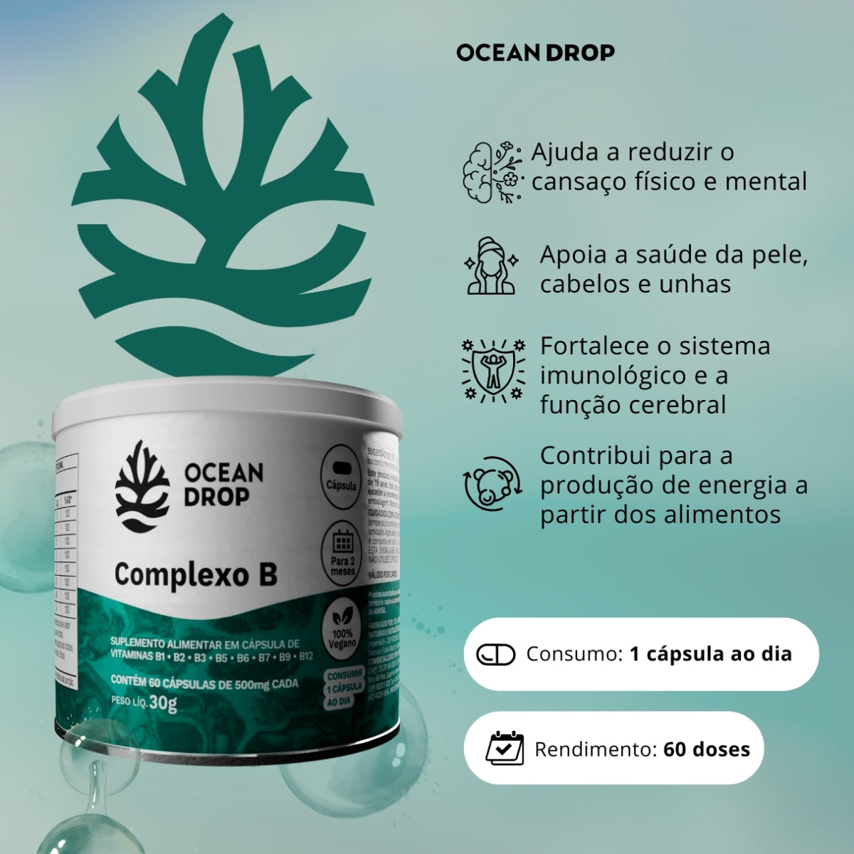 Complexo B 500mg Ocean Drop | 60 cápsulas