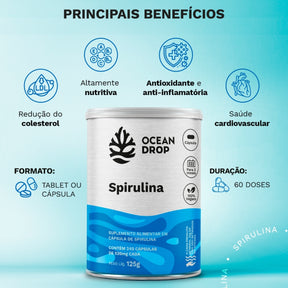 Spirulina 500mg Ocean Drop | 240 cápsulas