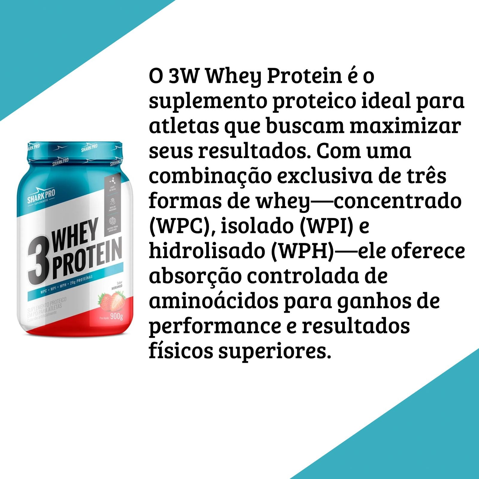 Whey Protein 3W Shark Pro Morango | 900g