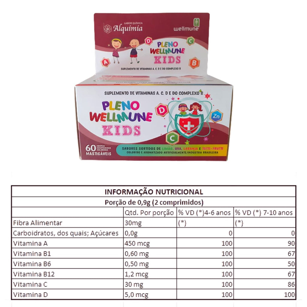 Pleno Wellmune Kids Sabor Tutti-Frutti | 60 Comprimidos Mastigáveis