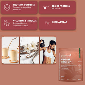 Vegan Protein Puravida Blend de Proteínas Vegetais Sabor Vanilla | 450g