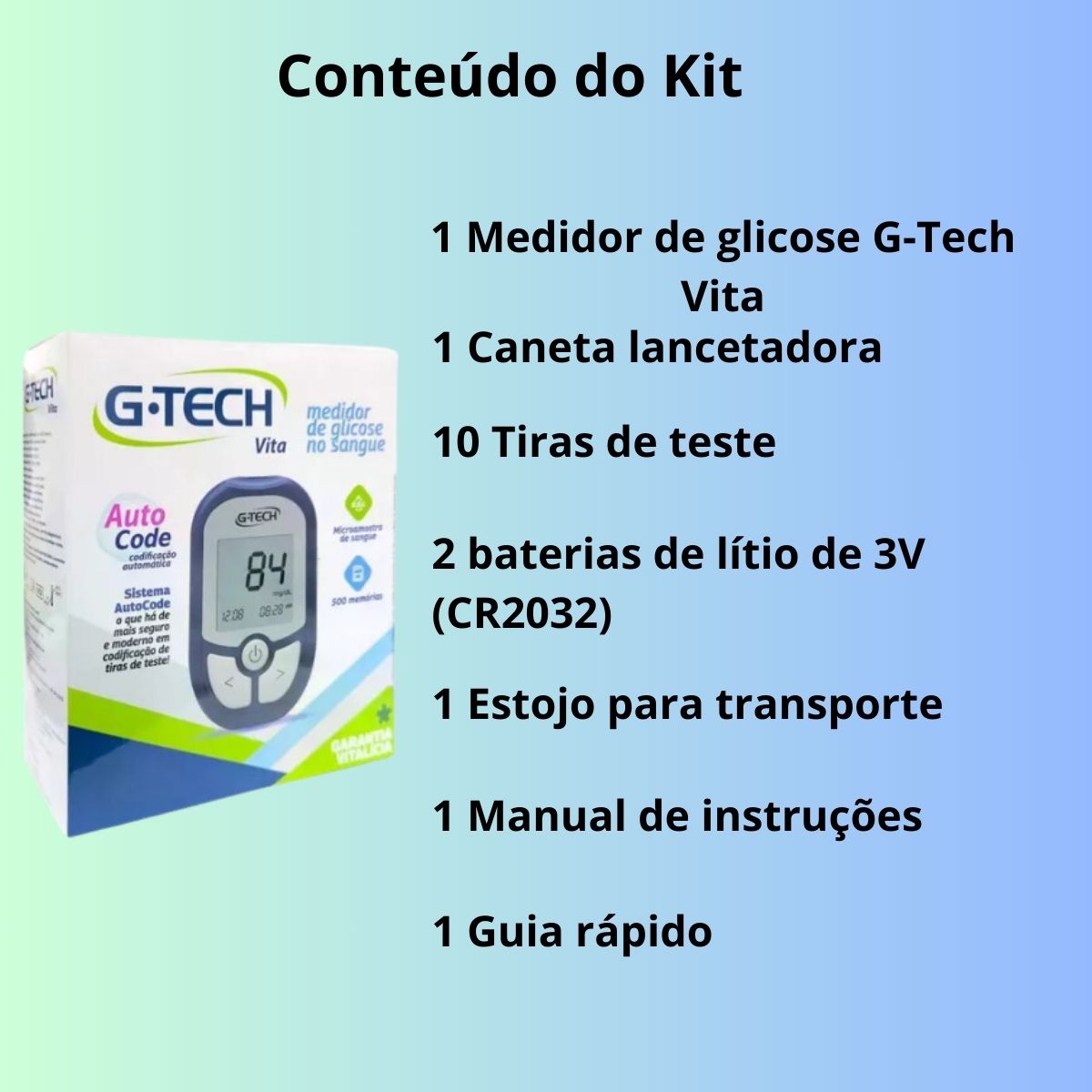 Medidor de Glicose no Sangue G-Tech Vita