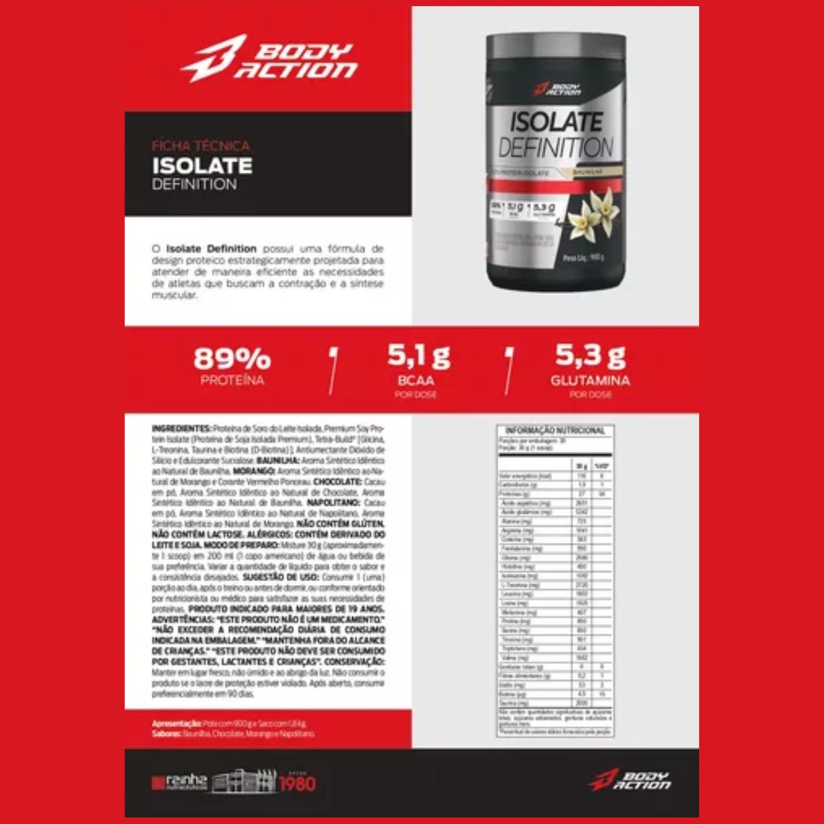 Isolate Definition Proteína Isolada Sabor Baunilha Bodyaction | 900g