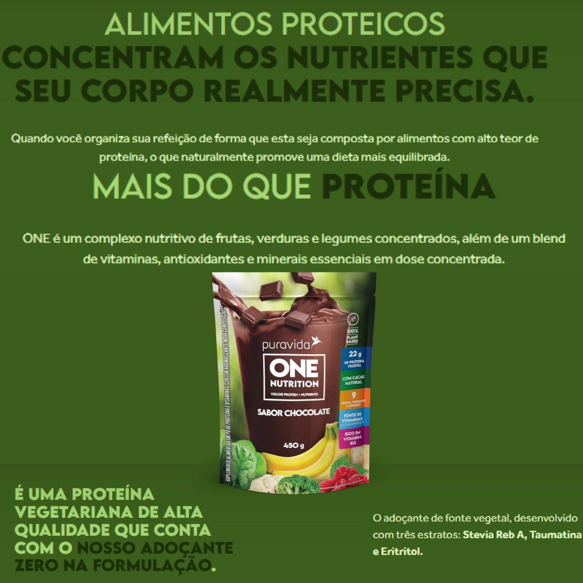 One Nutrition Veggie Protein +  Nutrients Sabor Chocolate Puravida | 450g