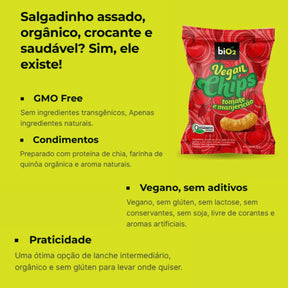 Salgadinho Assado Orgânico Vegan Chips Sabor Tomate Manjericão BiO2 | 40g
