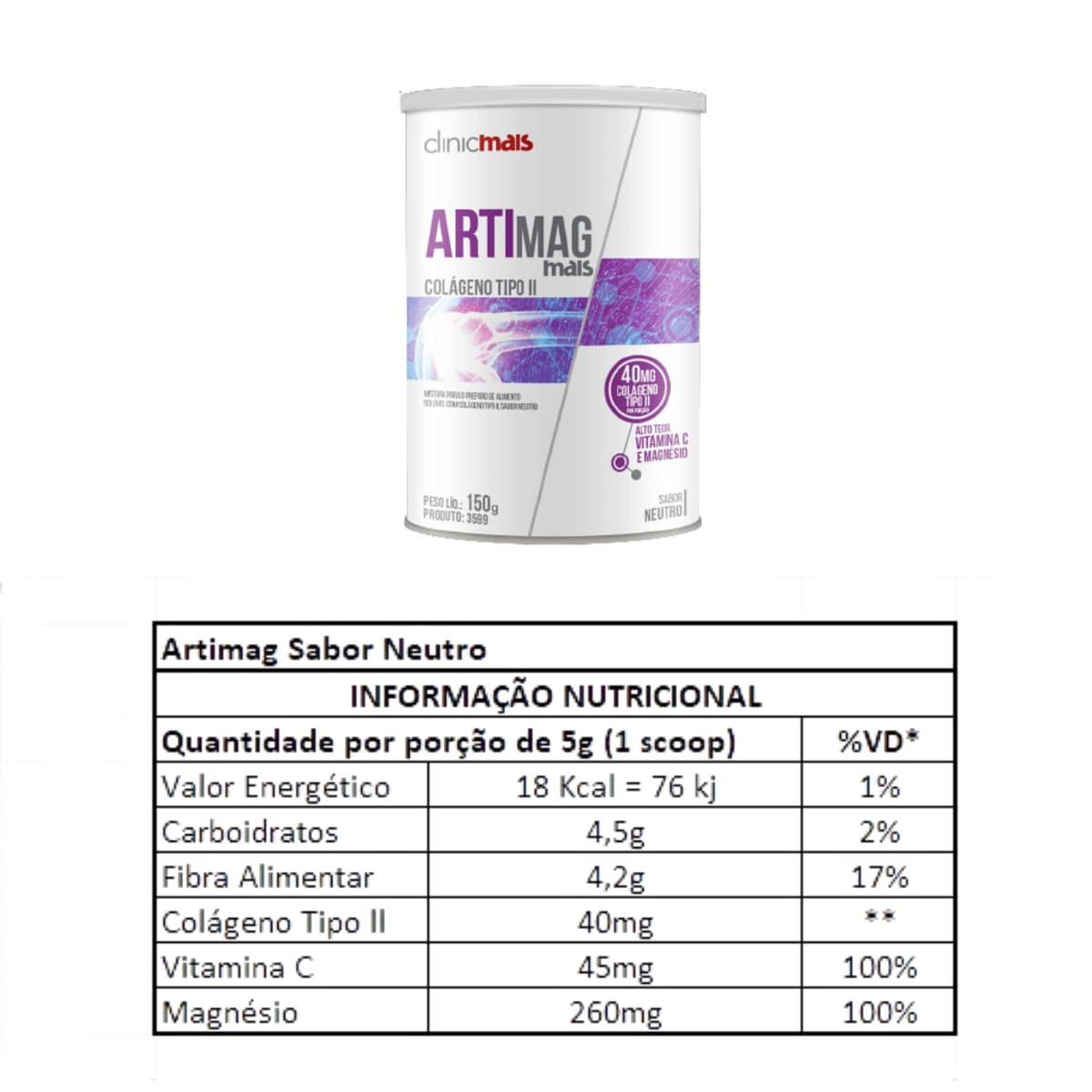Kit | 3X Colágeno Artimag Sabor Neutro ClinicMais | 150g