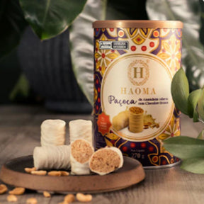 Paçoca de Amendoim Com Chocolate Branco Haoma | 270g Lata