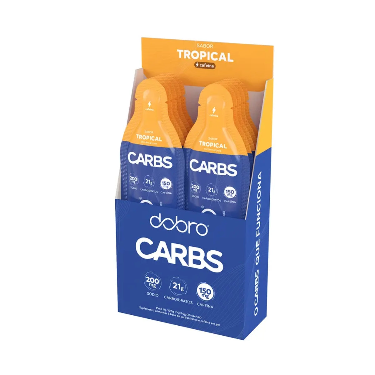 Carbs Gel Sabor Tropical com Cafeína Dobro | 10x30g