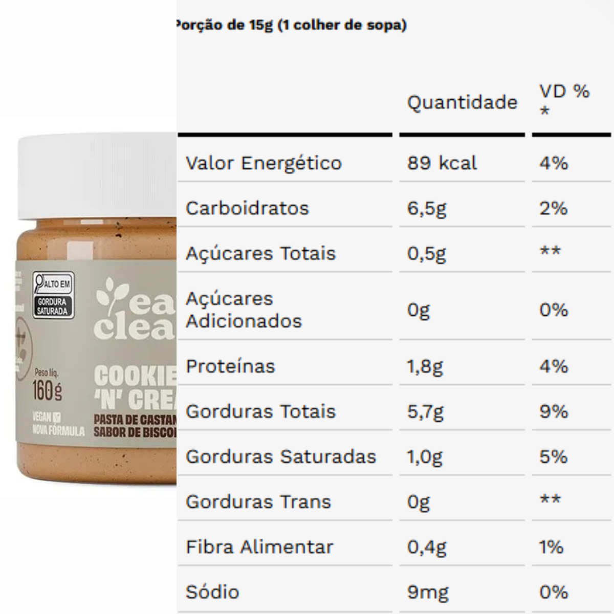 Pasta de Castanha de Caju Cookies e Cream Eat Clean | 160g
