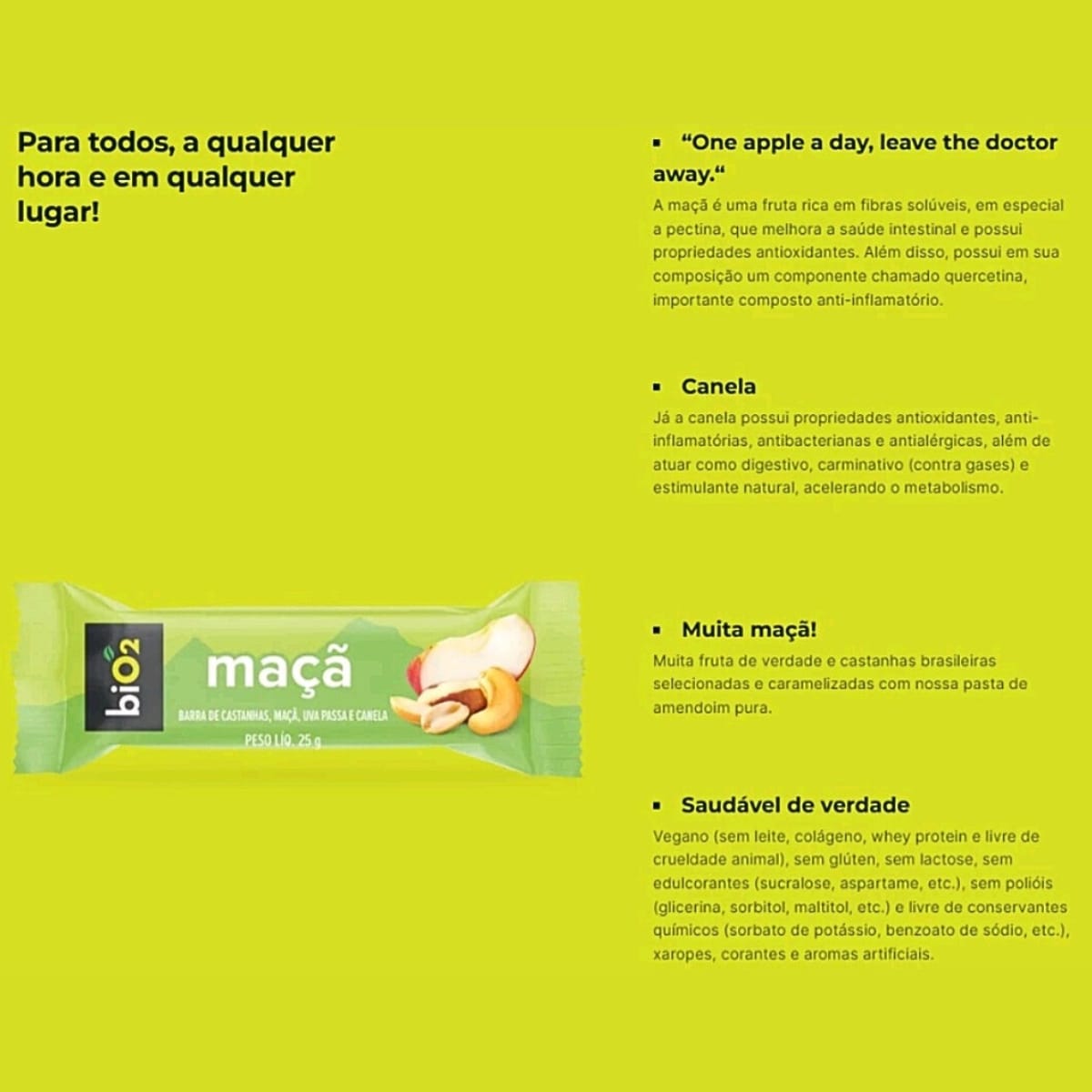 Barra de Castanhas  Maça Vegana BiO2 Nuts | Cx 12 Barrinhas