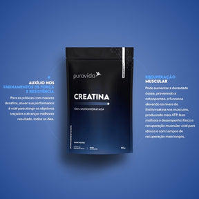 Kit Creatina 100% Monohidratada Puravida | 300g + 90g Sem Sabor