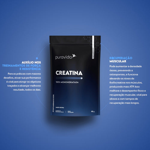 Kit Creatina 100% Monohidratada Puravida | 300g + 90g Sem Sabor