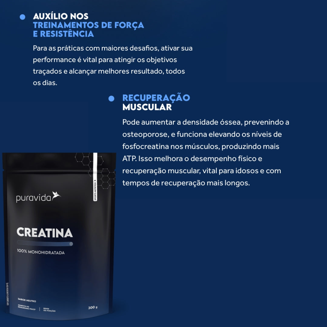 Creatina 100% Monohidratada Puravida | 300g