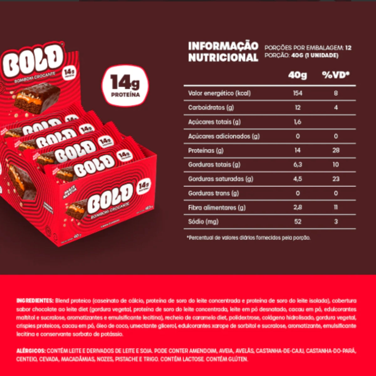 Barrinha Bold Bombom Crocante | 12x40g