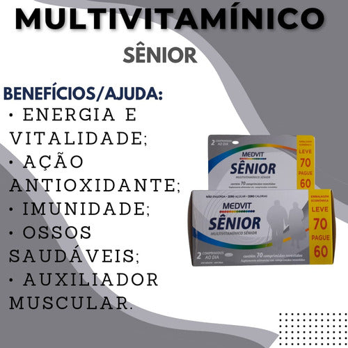 Multivitamínico Sênior Medvit Nova Fórmula Completa | 70 comprimidos
