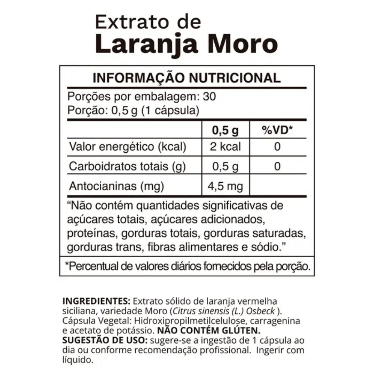 Extrato de Laranja Moro 500mg Ocean Drop | 30 cápsulas