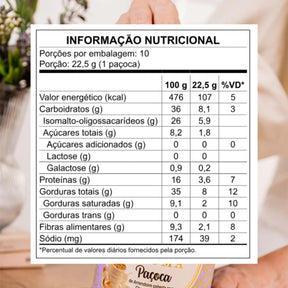 Paçoca  Amendoim com Chocolate Branco Linha Stevia Haoma | 225g