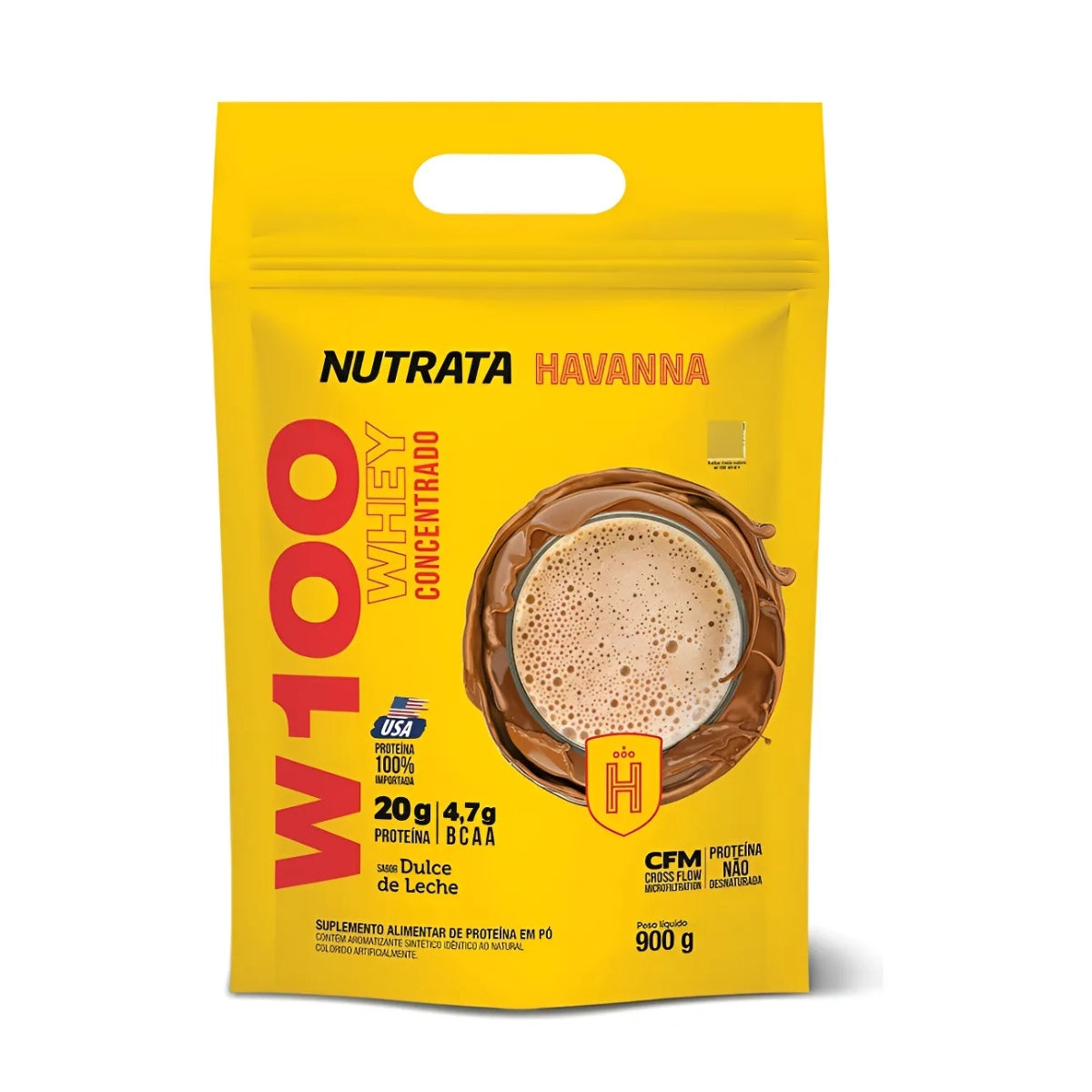 W100 Whey Concentrado Dulce deLeche Havanna Nutrata | Refil 900g
