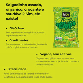 Salgadinho Assado Orgânico Vegan Chips Sabor Lemon Pepper BiO2 | 40g